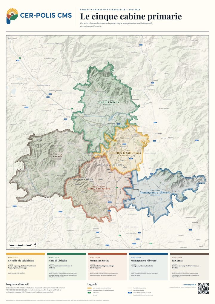 Anteprima della carta delle cinque cabine primarie della Comunità